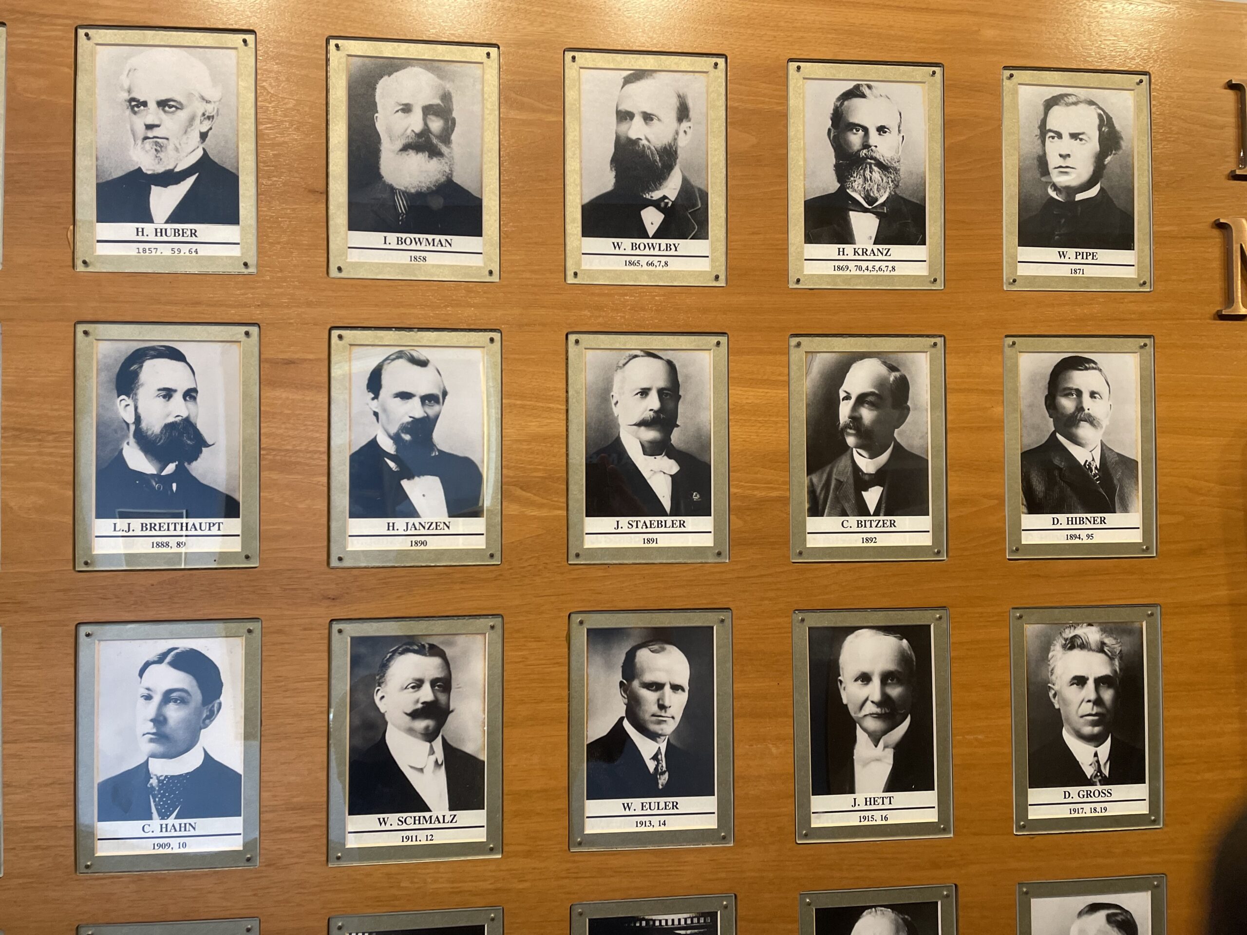 Kitchener's Wall of Mayoralty includes J. Staebler in the centre